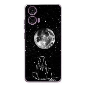 Чохол з малюнком кіт на Motorola MOTO G04 (Дівчина з котом)
