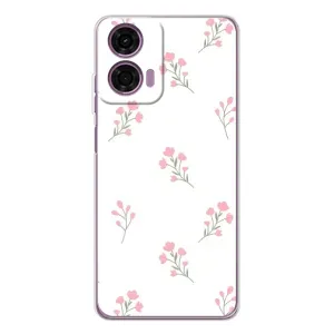 Чехол с розовым рисунком для Motorola MOTO G04 (Розовые цветы)