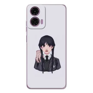 Чехлы Венсдей на Motorola MOTO G04 Уэнсдей (AlphaPrint) (Уэнздей и Вещь)