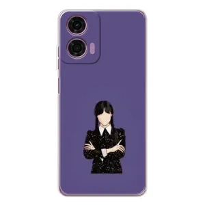 Чехлы Венсдей на Motorola MOTO G04 Уэнсдей (AlphaPrint) (Уэнздей в черном)