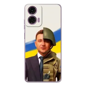 Чехол для Motorola MOTO G04 (AlphaPrint - с принтом Зеленского) (Зеленский солдат)