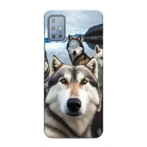 Чехол с Хаски для Motorola G10 - (AlphaPrint) (Селфи ХАски)