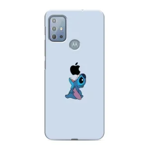 Чехол с принтом Стич на Motorola MOTO G10 (Stitch apple)