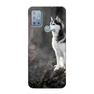 Чехол с Хаски для Motorola G10 - (AlphaPrint) (Верный пес)
