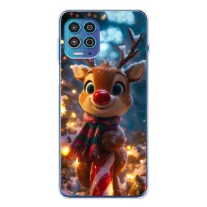 Яскравий чохол для Motorola MOTO G100 Pro з Зимові Оленята (Олень з шарфом)