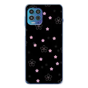 Чохол з принтом «Рожеві квіти на чорному» для Motorola MOTO G100 Pro