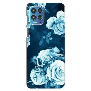 Чехлы (ART) Цветы на Motorola MOTO G100 (VPrint) (Голубые Бутоны)