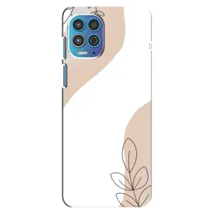 Силиконовый чехол с принтом в цветах на Motorola MOTO G100 (Нюдовая веточка абстракция)