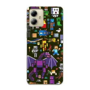 Чохол Майнкрафт на Motorola MOTO G14 (AlphaPrint) Minecraft (Колаж Майнкрафт)