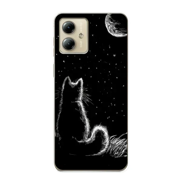 Чехол с принтом «Котик и луна» для Motorola MOTO G14 Чехол с принтом «Котик и луна» для Motorola MOTO G14