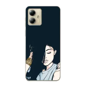 Чехол с печатью для Motorola MOTO G14 - (Мода) (AlphaPrint) (Красивая девочка)