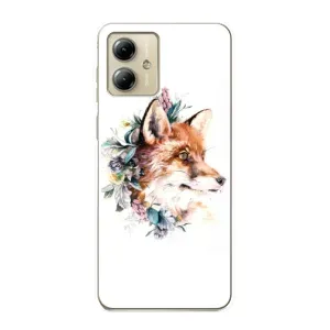 Чохли з картинкою Лисичка для Motorola MOTO G14 (VPrint) (Лиса в квітах)
