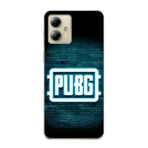 Чеjхол PUBG для Моторола MOTO G14 (AlphaPrint) (Лого PUBG)