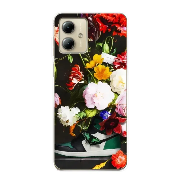 Чохол з принтом «Nike цветы» для Motorola MOTO G14 Чохол з принтом «Nike цветы» для Motorola MOTO G14