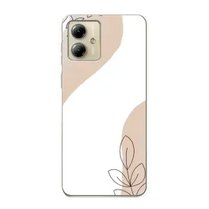 Силконовий чохол з принтом в квітах на Motorola MOTO G14 (Нюдова гілочка абстракція)