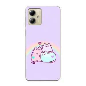 Чохол на Моторола MOTO G14 з Котиками (VPrint) (Радужний котик)