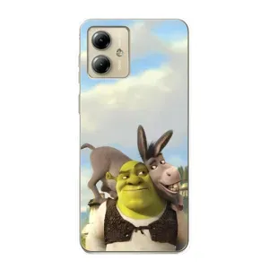 Чехол с мультфильмом Шрек на Motorola MOTO G14 (Шрек и Осел)