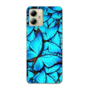 Чохол з принтом для Моторола MOTO G14 - (Прикольні) (AlphaPrint) (Сині метелики)
