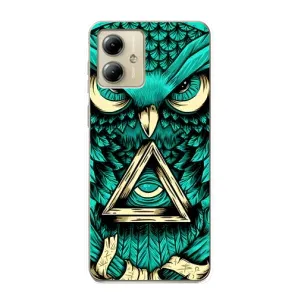Чохол з пташками на Motorola MOTO G14 (VPrint) (Сова з оком)