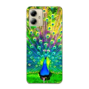 Чохол з пташками на Motorola MOTO G14 (VPrint) (Яскравий Павлин)