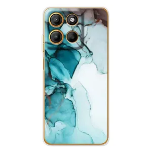 Чехол для graagos Moto G15 Power - с принтом (Дизайнерские) (AlphaPrint) (Бирюзовый мрамор)