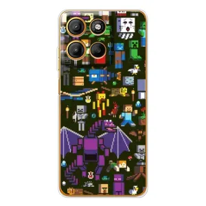 Чохол Майнкрафт на Motorola Moto G15 Power (AlphaPrint) Minecraft (Колаж Майнкрафт)