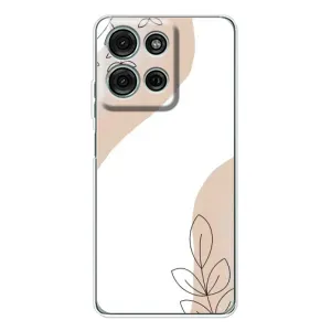 Силконовий чохол з принтом в квітах на Motorola Moto G15 (Нюдова гілочка абстракція)