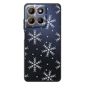 Зимние Чехлы для Мо Motorola Мо G17 Пауэр 
 - прозрачный фон (Белые снежинки)