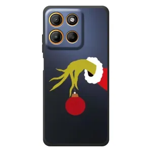 Зимні Чохли для 

Motorola Moto G17 
 - прозорий фон (Грінч з іграшкою)