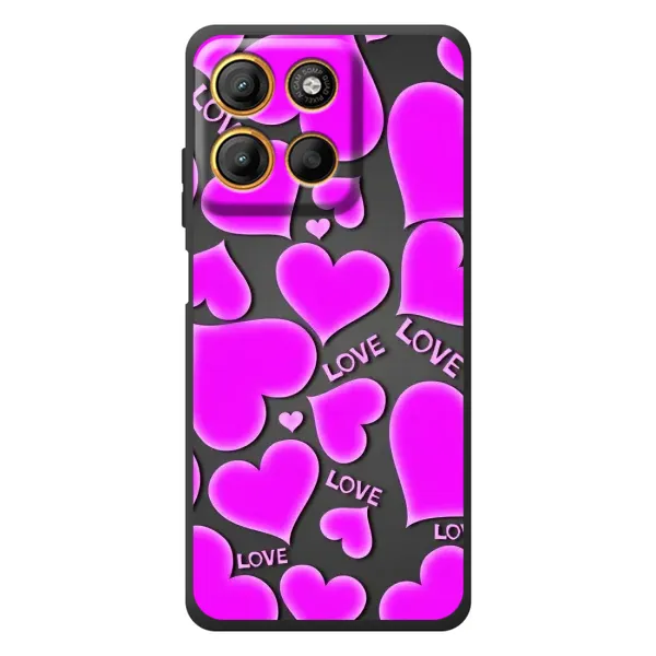 Чохол з принтом «Pink hearts» для Motorola Moto G17