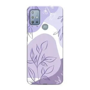 Силконовий чохол з принтом в квітах на Motorola MOTO G20 (Фіолетове листя абстракція)
