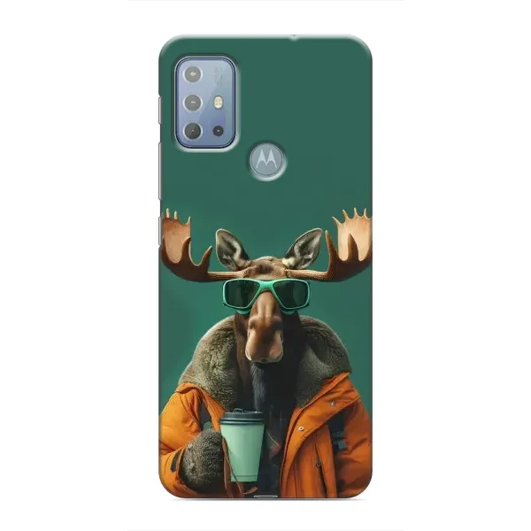 Чехол с принтом «Лось с кофе» для Motorola MOTO G20