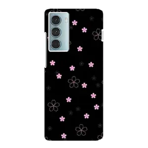 Чохол з розовим принтом для Motorola MOTO G200 (Рожеві квіти на чорному)
