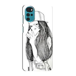 Чехол с печатью для Motorola MOTO G22 - (Мода) (AlphaPrint) (Фото девочки)