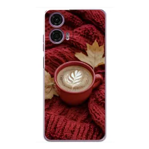 Чехол с уникальным дизайном «Осень с кофе» для Motorola MOTO G24 Power (Кофе на пледе)