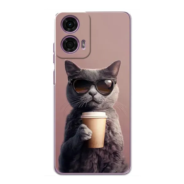 Чехол с принтом «Кот с кофе» для Motorola MOTO G24 Power Чехол с принтом «Кот с кофе» для Motorola MOTO G24 Power