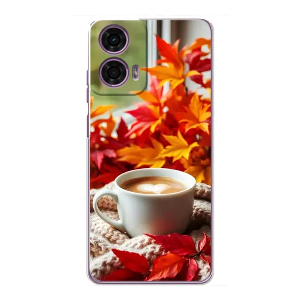 Чехол с принтом «Кофе и листья» для Motorola MOTO G24 Power