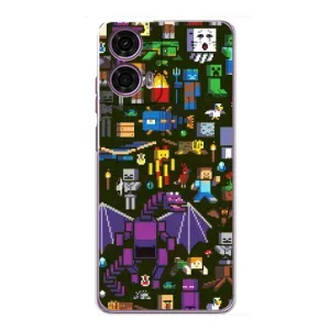 Чехол Майнкрафт на Motorola MOTO G24 Power (AlphaPrint) Minecraft (Коллаж Майнкрафт)