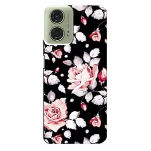 Чохли з квітами для Motorola MOTO G24 (VPrint) (Квіти на чорному)