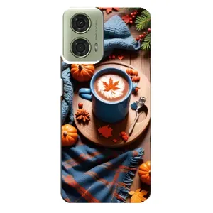 Чохол з унікальним дизайном 'Осінь з кавою' для Motorola MOTO G24 (Кава і гарбузики)