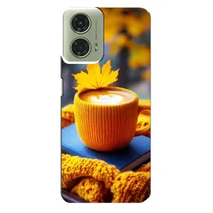 Чохол з унікальним дизайном 'Осінь з кавою' для Motorola MOTO G24 (Кава на жовтому пледі)