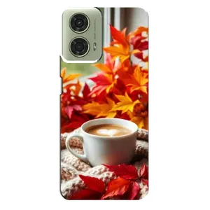 Чехол с уникальным дизайном «Осень с кофе» для Motorola MOTO G24