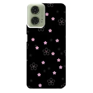 Чохол з розовим принтом для Motorola MOTO G24 (Рожеві квіти на чорному)
