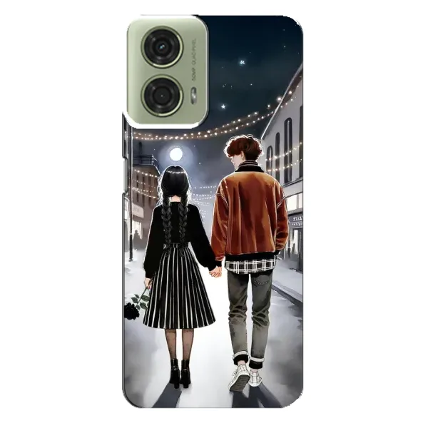Чохол з принтом «Венздей та Тайлер» для Motorola MOTO G24 Чохол з принтом «Венздей та Тайлер» для Motorola MOTO G24