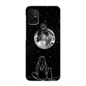 Чехол с рисунком кот на Motorola MOTO G30 (Девушка с котом)