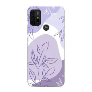 Силиконовый чехол с принтом в цветах на Motorola MOTO G30 (Фиолетовые листья абстракция)