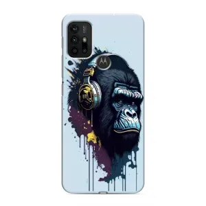 Чехол с Обезьянами Motorola MOTO G30 - (AlphaPrint) (Горилла в наушниках)