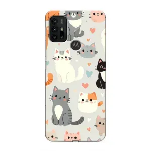Чехол с рисунком кот на Motorola MOTO G30 (Коллаж котов)