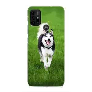 Чехол с Хаски для Motorola G30 - (AlphaPrint) (Радостный Хаски)