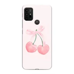 Чехол с розовым рисунком для Motorola MOTO G30 (Розовые вишни)